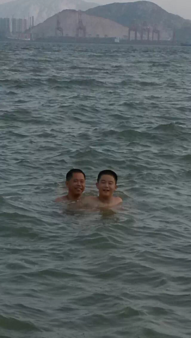 Swimming in the sea with my dad