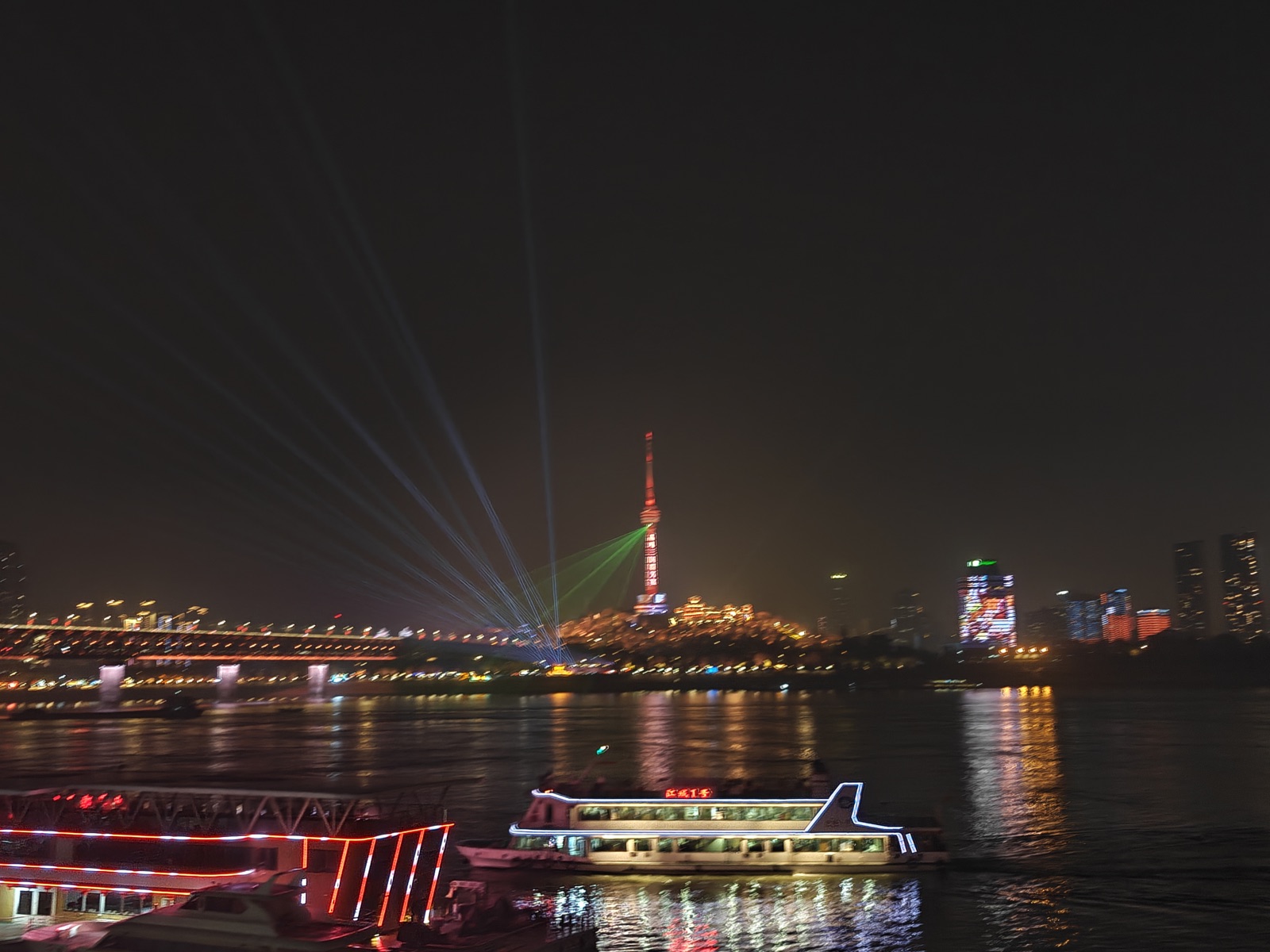Yangtze riverfront at night, Wuhan